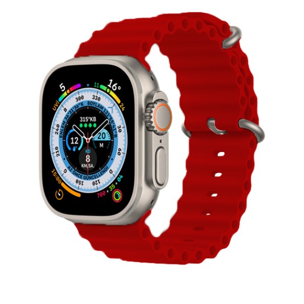 Apple Watch Ocean Silicone Red Saat Kordonu